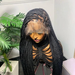 Ready to ship beautiful box braid wig free shipping Braided wig for black women.