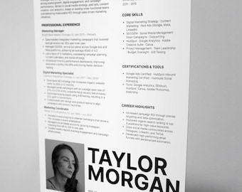 Modern Resume Template: Sleek Canva CV Design (Digital Download)