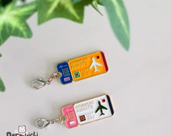 Cute Flight Ticket Charms -Traveler's Journal/ notebook / Charm Purse Charm/ Phone charm/ bag charm - Bead / Pearl / Bow / Vintage Key charm