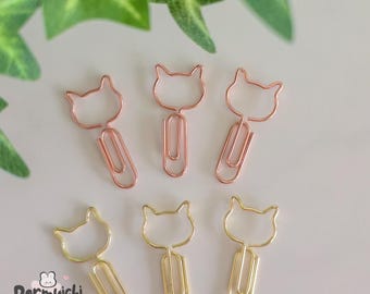 Cute Kitty Cat - (4 piece / set) paper clips rose gold paper clip planner clip, planner bookmark bullet journal planner accessories TN clip