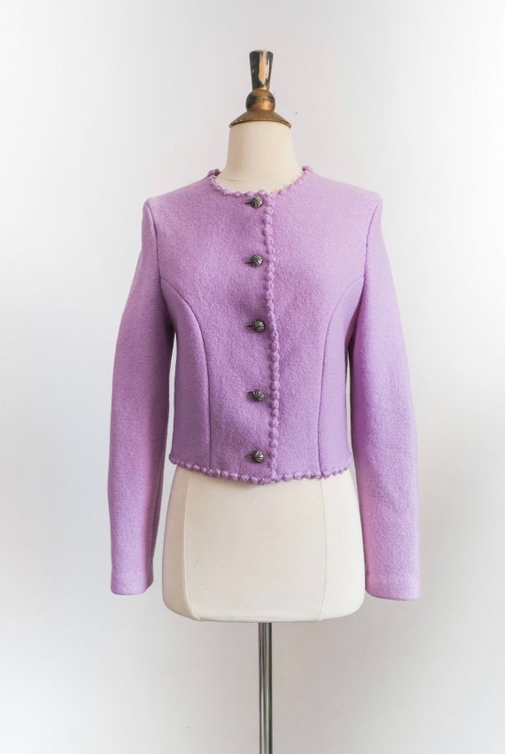 Vintage Lavender Cropped Wool Lady Jacket • XS - image 2