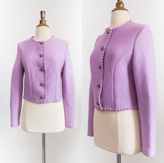Vintage Lavender Cropped Wool Lady Jacket • XS - image 1