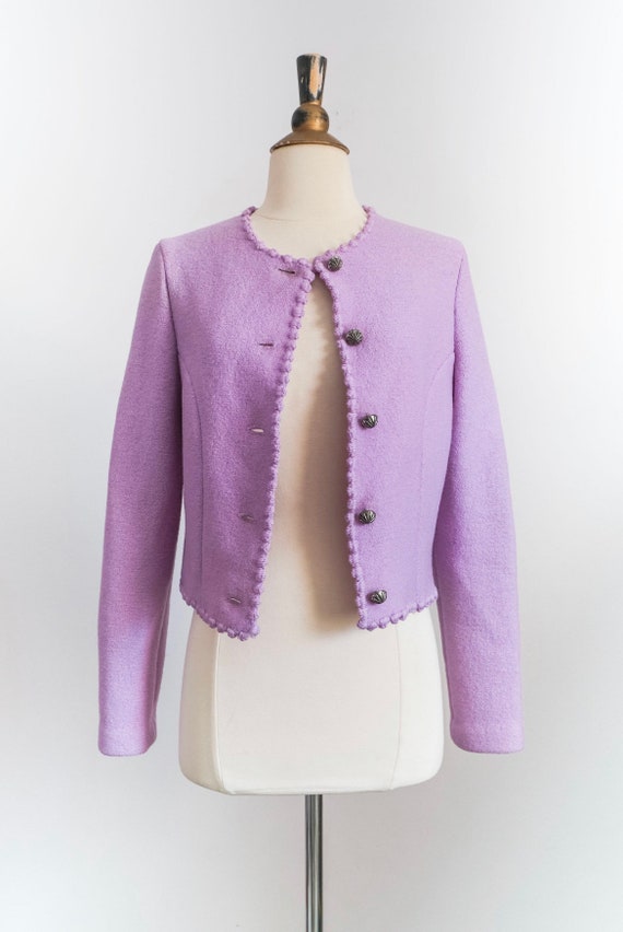 Vintage Lavender Cropped Wool Lady Jacket • XS - image 3