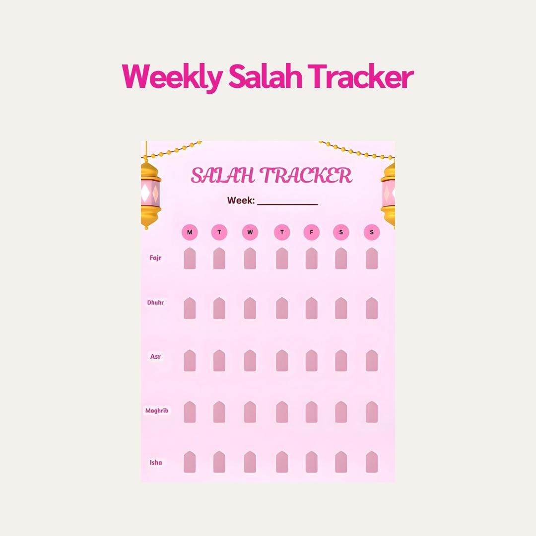 Weekly Salah Tracker, Islamic Prayer Tracker, Printable Salah Tracker ...