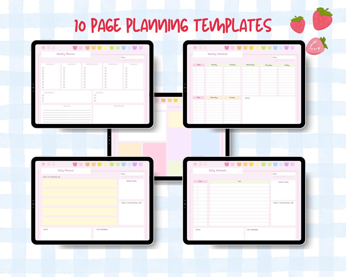 Cute Pink Digital Planner With Linked Tabs: Cottage Core | Goodnotes ...