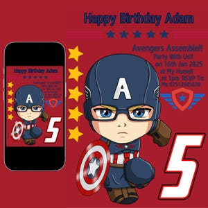 Captain America Birthday Digital Download Invitation