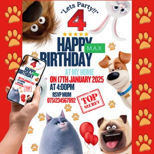Secret Life of Pets Editable Digital Download Invitation