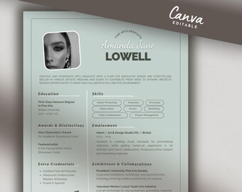 Iögonfallande CV-mall för student: Redigerbart CV för första jobb (Canva)