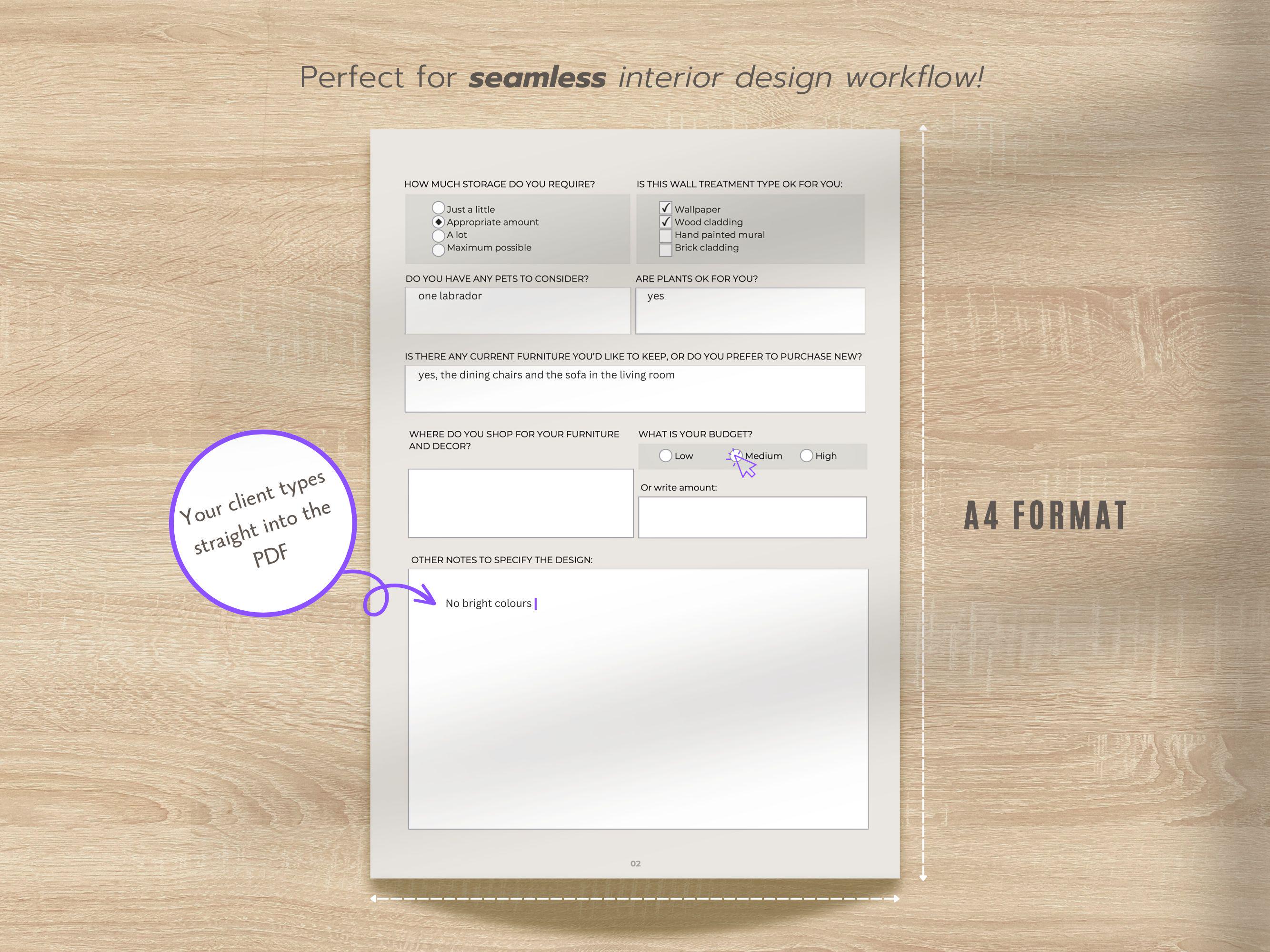 Interior Design Client Questionnaire: Digital Survey Form & Onboarding ...