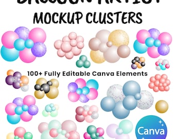 Balloon Canva Template, Digital Balloon Clusters, Party Event Stylist, Balloon Business, Balloon Artist, Editable Template, Client Mockup