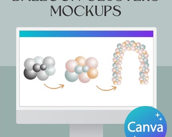 Digital Balloon Clusters, Balloons Canva Template, Event Styling, Balloon artist mockups, Event mockup Balloons, Balloon decor mockup