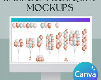 Digital Balloon Bouquet Mockups, Balloons Canva Template Balloon artist mockups, Digital mockup Canva, Balloon Clipart for Party Decorator