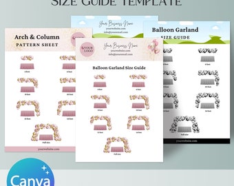Balloon Garland Size Guide Template , Balloons Canva Template, Garland Balloon artist mockups, Event Planning mockup Balloons, Balloon menu