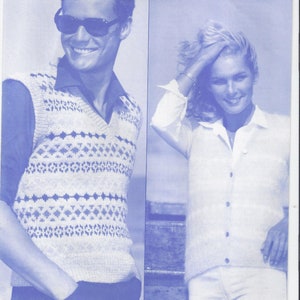 May include: A knitting pattern booklet for a men's and women's sweater vest. The pattern is called "Lister-Lee" and is made with "Thermo-Knit" double knitting yarn with Meraklon. The booklet is from Bond Leaflet No. 125.