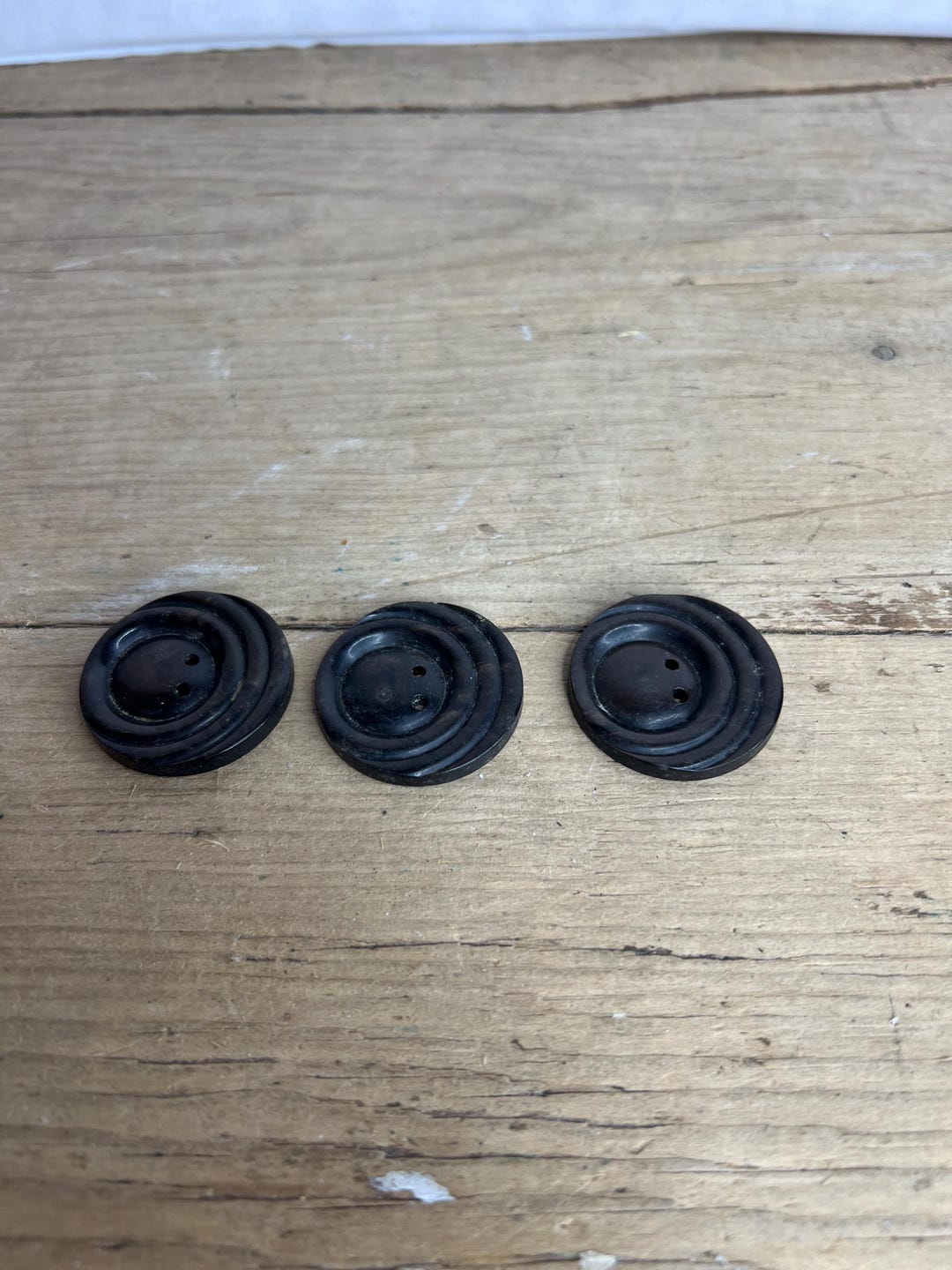 Button Ridges Vintage Set of 3 New Old Stock Dark Brown 35mm Chunky Buttons ...
