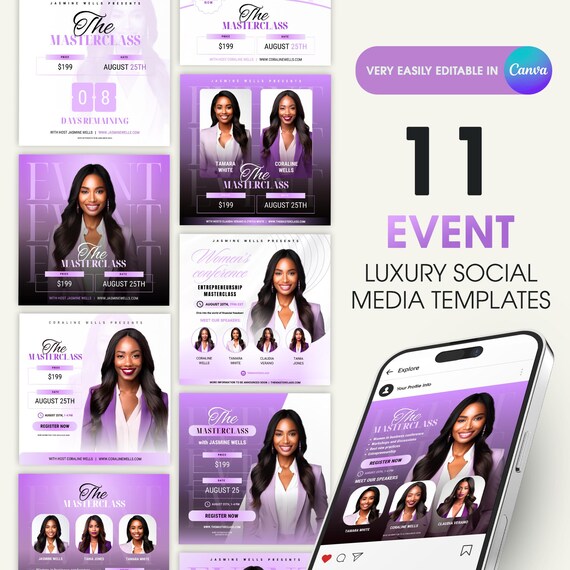 Webinar Templates Canva Event Template DIY Seminar Template Coaching Canva Flyer CEO Template Masterclass Womens Conference Event Canva Ad