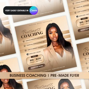 Business Coach Flyer Webinar Event Template Canva Women Conference Editable Summit Template Masterclass Flyer Event Instagram Template DIY
