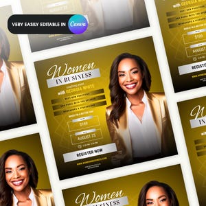 Coaching Flyer Seminar Template Online Webinar Canva Template Masterclass Template Speakers Flyer CEO Flyer Business Template DIY Gold Flyer