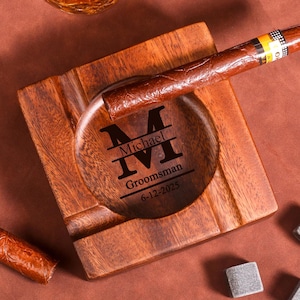 Posacenere in legno di noce per sigari personalizzato, accessori per sigari, regali per lo sposo, regali ecologici per lo sposo, idee regalo personalizzate per lo sposo