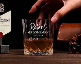 Personalized Whiskey Glass,Custom Engraved Whiskey Wine Glass Cup,Groomsman gift,Wedding Groomsmen Gifts,Best Man Gift,Wedding Party Favors