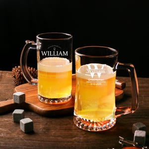 Custom Beer Mug with Handle,Personalized Engraved Beer Mug,Your Logo Beer Glass,Laser Etched Beer Stein,Groomsmen Gift,Husband Dad Gift