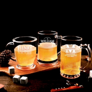 Personalised Wedding Stern Glass Tankards Gifts Ideas Presents For Best Man Usher Groomsman Father Of The Bride Favours Thank You Tokens