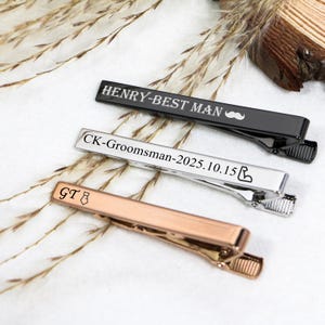 Custom Engraved Best Man Tie Clip，Personalized Groomsman Gift，Monogram Men Tie Clip,Gift For Groomsman，Custom Tie Bar Wedding Tie Clip