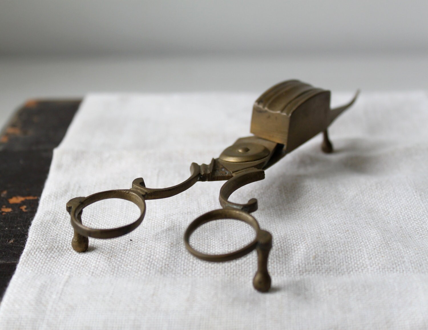 Antique brass scissor candle snuffer. Victorian primitive Etsy