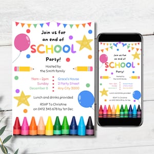 End of School Party Invitation: Editable Summer Celebration (Digital)