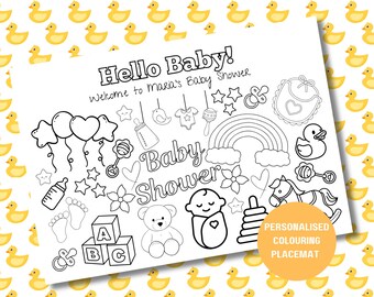Baby Shower Coloring Placemat: Kids Activity (Editable Digital Download)