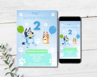 Bluey Birthday Invitation: Editable Party Template (Digital)