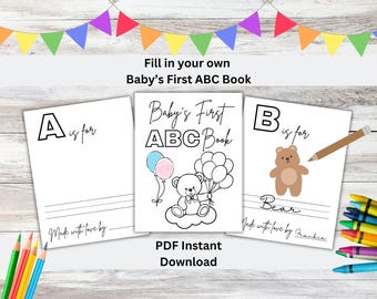 Baby Shower ABC Book: Keepsake Activity, Coloring Pages (Digital Download)