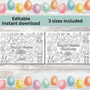 Ostern Editierbare Färbung Aktivität Tischset Personalisierte Ostern Färbung Seite Sofortiger Download Druckbare Digitales Kind Kleinkind Handwerk Blatt PDF