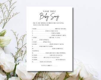 Name That Baby Song Game: Printable Baby Shower Activity (Editable Digital Download) Add your own theme