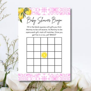 Baby Shower Bingo, Printable Cards, Girl Baby Shower Game, Instant Download, Editable, Fun Activity, Italian Theme, Amalfi Lemon Baby Shower