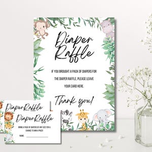 Safari Diaper Raffle Baby Shower Tickets - Printable Raffle Cards - Baby Shower Decor -Digital Download - Fun Game Ideas