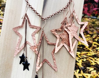 Falling star earrings in copper!!