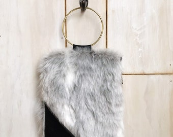 Boho Fur ring clutch-small