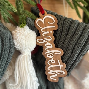 Custom Stocking Tag, Wood Stocking Tags, Name Tags for Stockings, Stocking Name Tags, Custom Christmas, personalized gift tags