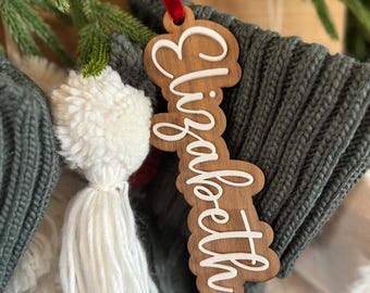 Custom Stocking Tag, Wood Stocking Tags, Name Tags for Stockings, Stocking Name Tags, Custom Christmas, personalized gift tags
