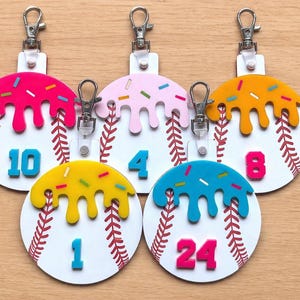Personalized Baseball Bag Tag, Ice Cream Drip Bag Tag, Bogg Bag Tag, Baseball Drip Keychain, Baseball Swag, baseball stocking stuffer