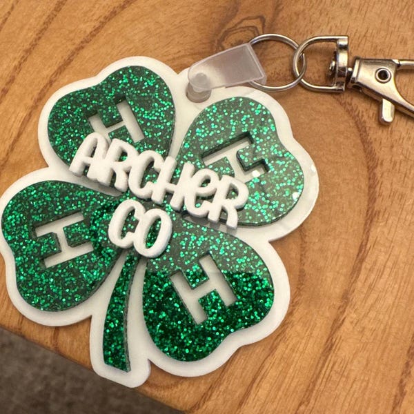 Personalized 4H Keychain, 10 year 4H gift, 4H leader gift