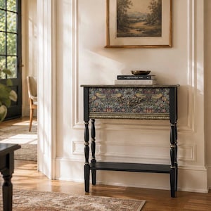 Handcrafted Solid Wood Console Table William Morris inspired
