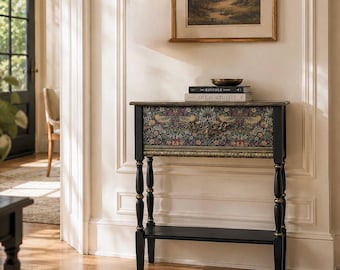 Handcrafted Solid Wood Console Table William Morris inspired
