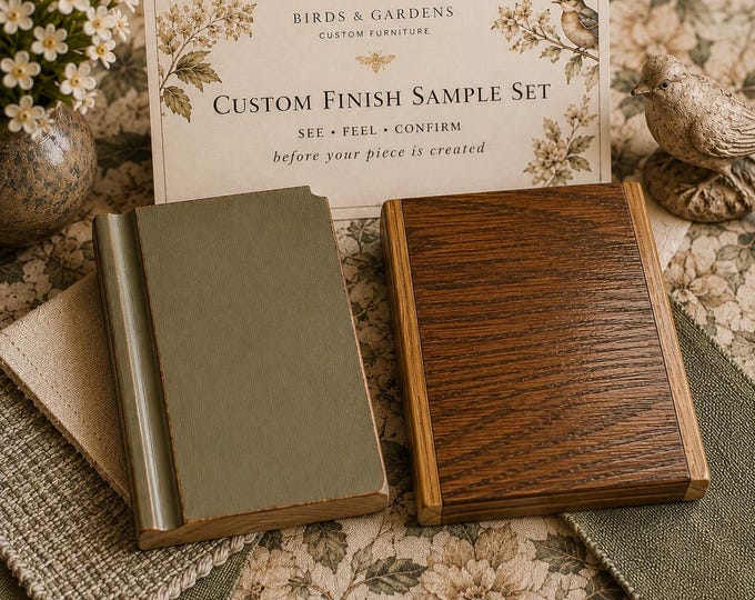 Custom Furniture Finish Sample Set | Painted Wood and Tabletop Sample | Birds & Gardens Commission Add-On