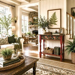 Narrow Entryway Console Table, Hand Painted Woodland Furniture, Solid Wood Cottage Hallway Table