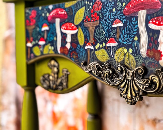 Handcrafted Narrow Console Table | Mushroom Entryway Furniture for Collected Homes | Custom Commission Solid Wood