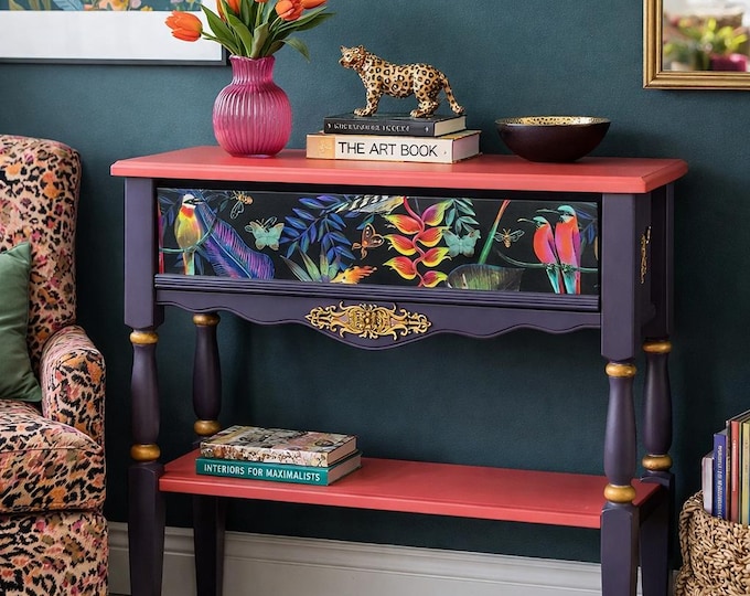 Tropical Birds Accent Console Table | Hand-Finished Artisan Furniture