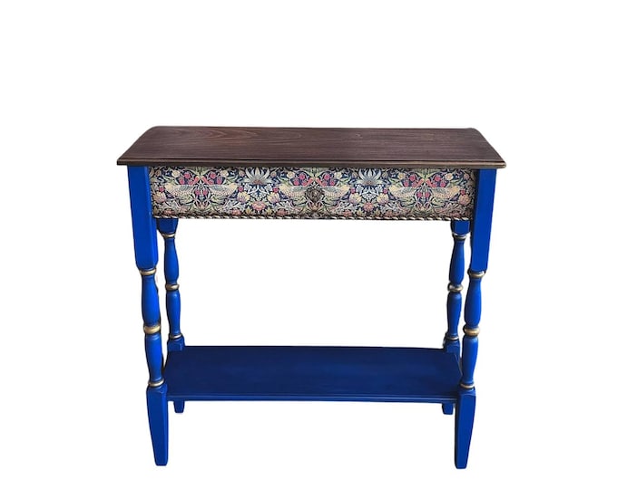 Handcrafted Blue Console Table | Morris Style Entryway Table | Art Nouveau Furniture | Custom Made