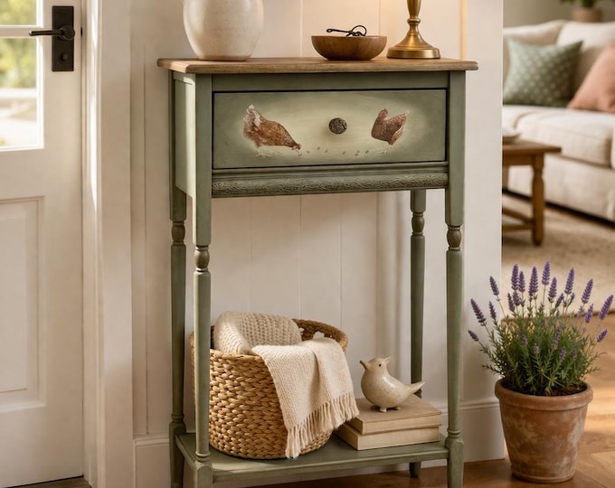 Country Morning Accent Table – Handcrafted Solid Wood